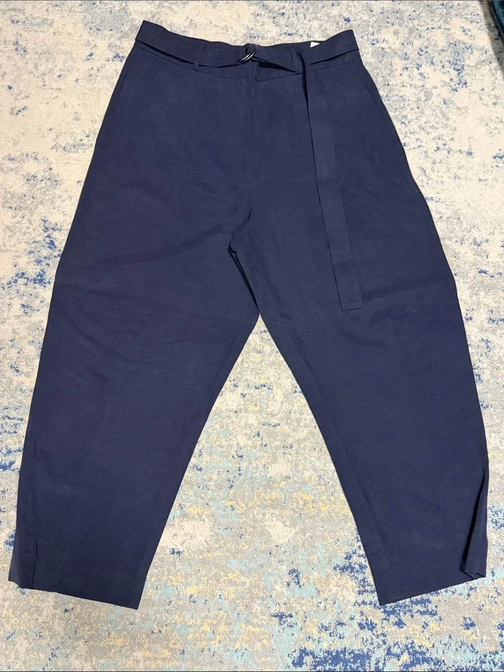 Banana Republic Navy Belted Barrel Pants